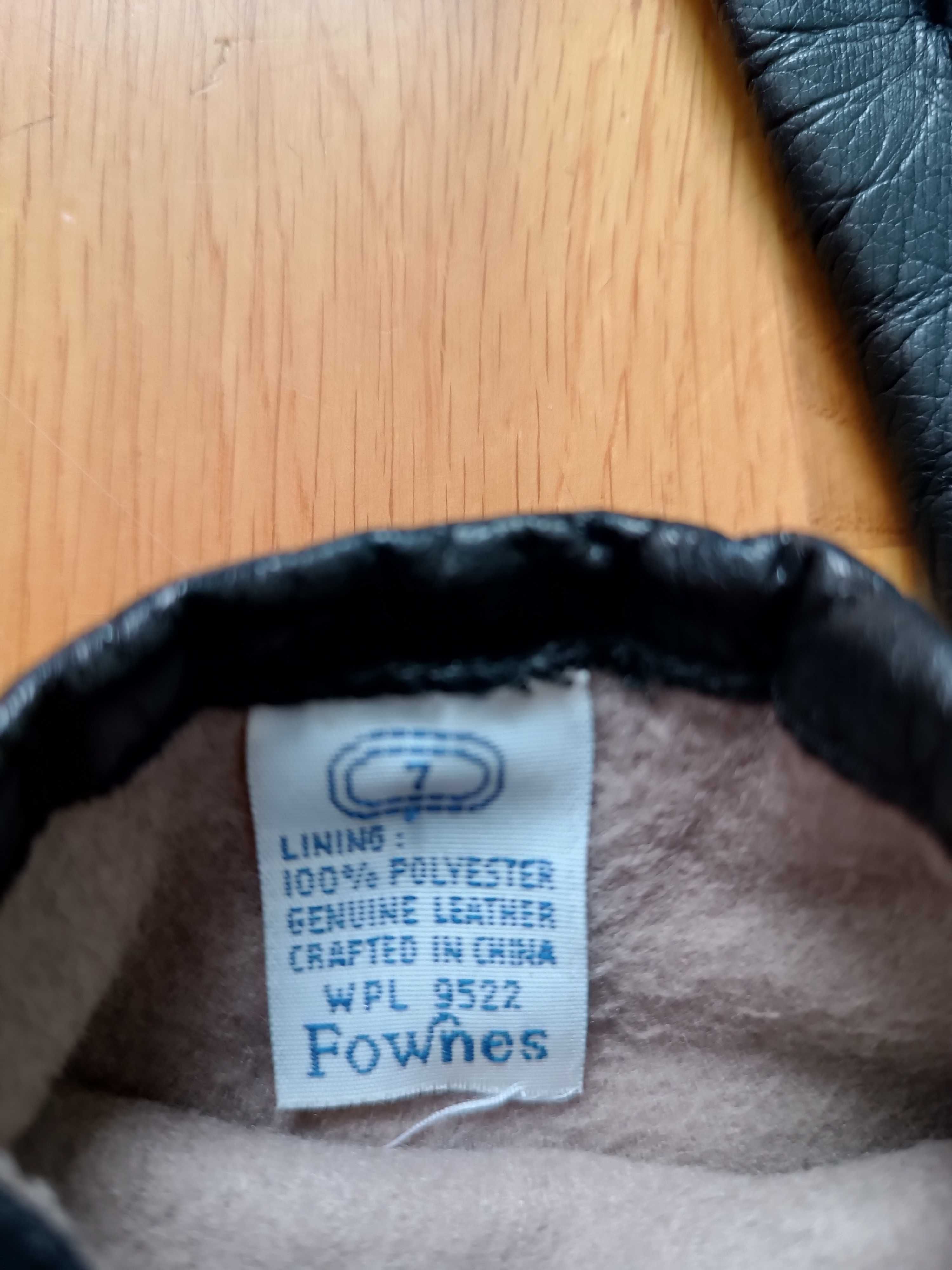 Skórzane czarne rękawiczki damskie Fownes