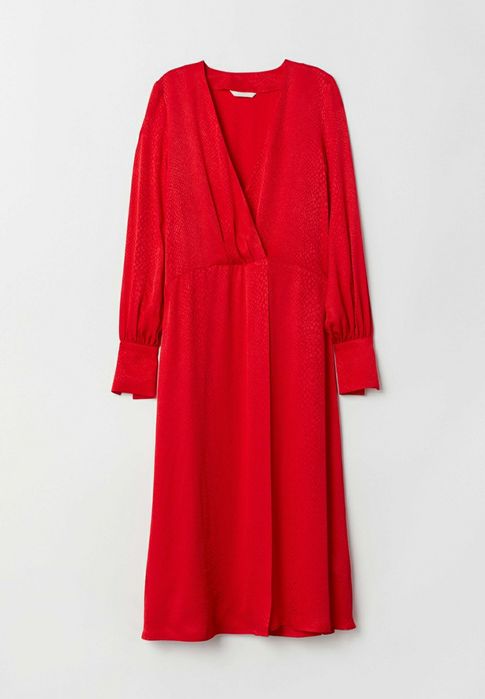 H&M czerwona sukienka długa 34/36 oversize