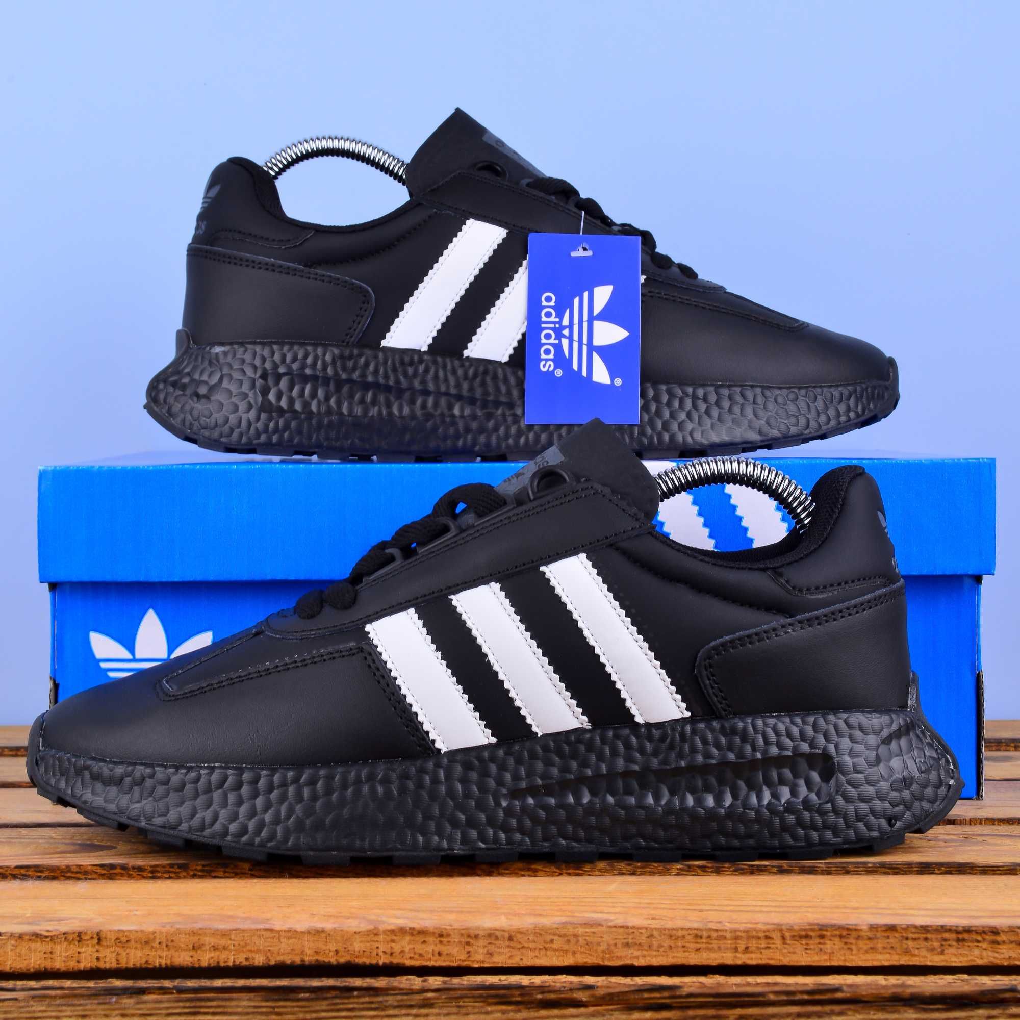 (1958) Чоловічі Кросівки Adidas Retropy чорні шкіряні (41-45) адідас
