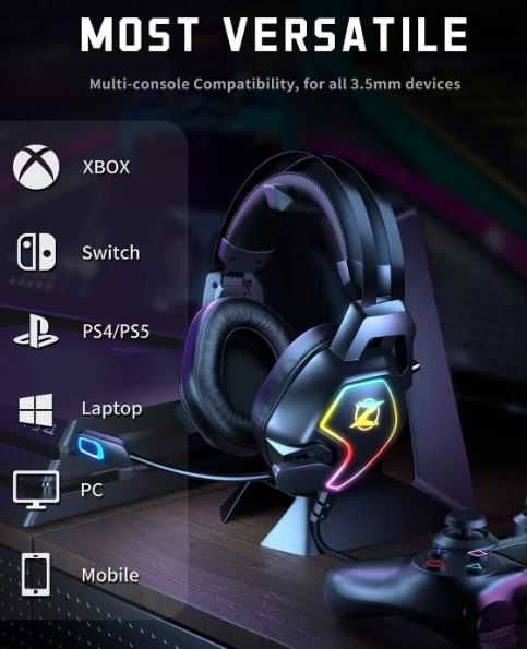 Zestaw słuchawkowy z mikrofonem dla gracza OZEINO ZW2 RGB PS4PS5PCXbox