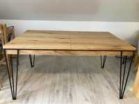 Stół nowoczesny,drewniany na metalowej podstawie,powystawowy