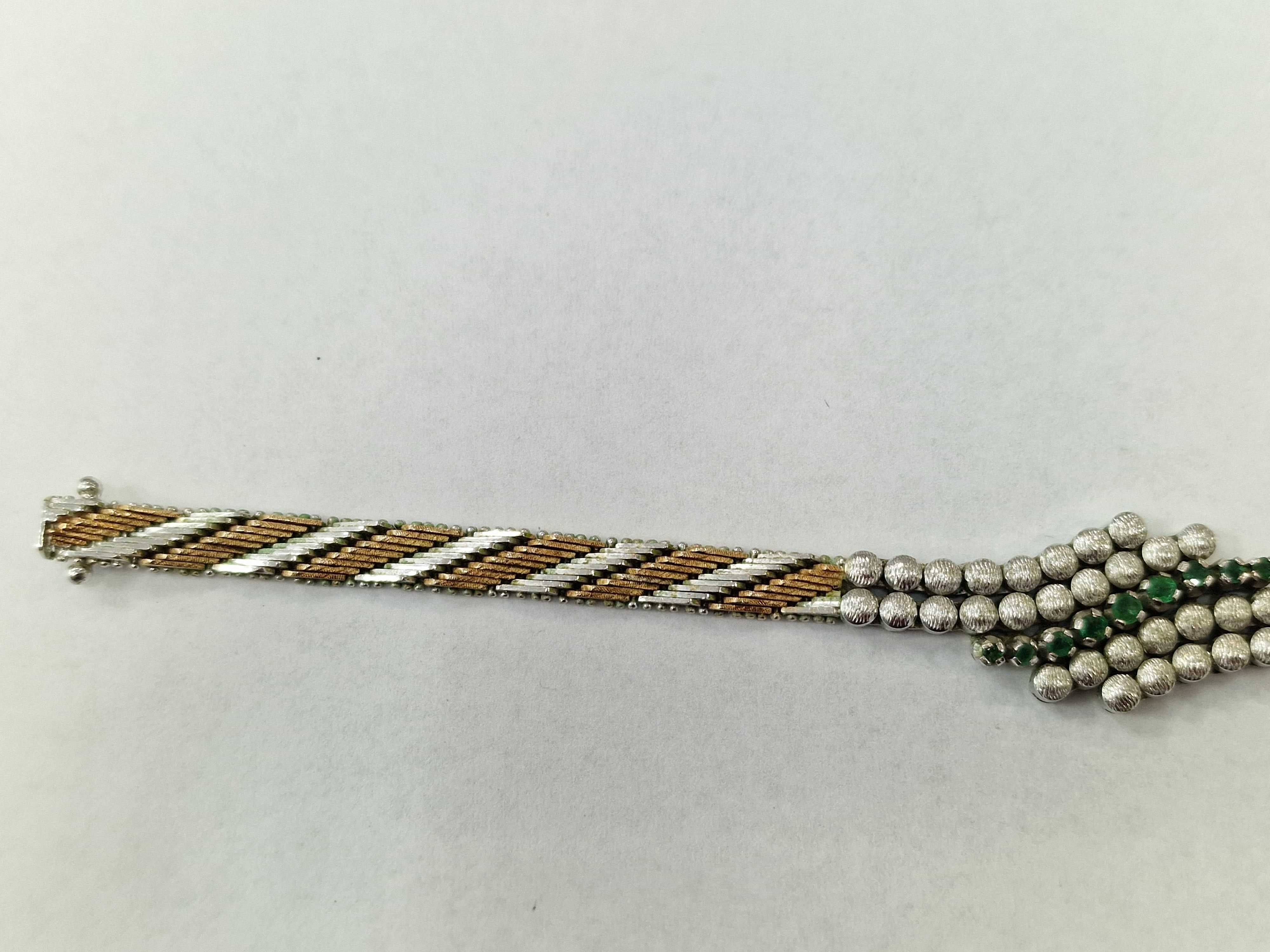 Złota bransoletka damska/ 585/ 26.69 gram/ 18cm/ 9x szmaragd