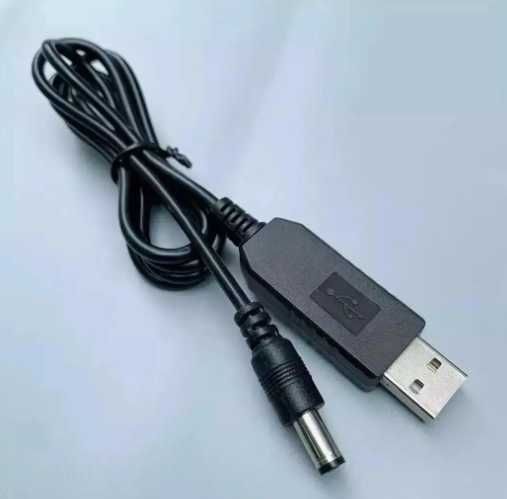 Кабель для роутера від повербанку 12V,DC 2.1x5.5mm,USB 5V>12V,1м