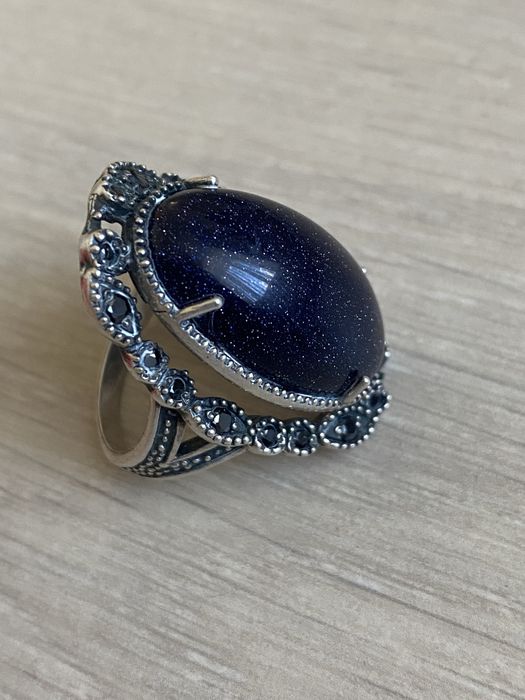 Серебряный комплект 925 пробы с авантюрином и цирконием