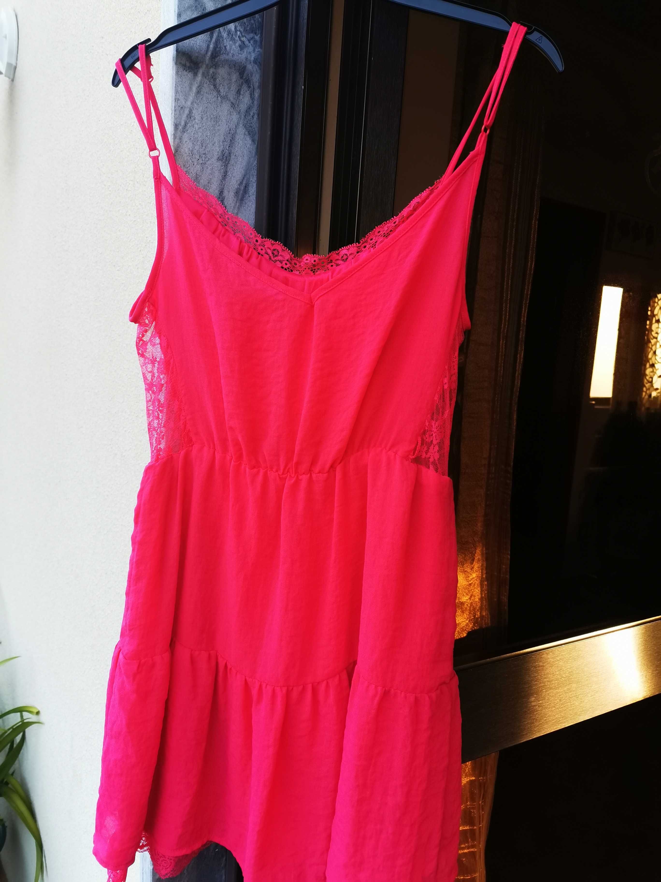 Vestido coral alcinhas