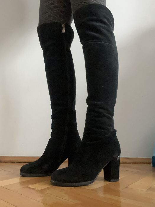 Ботфорти чоботи на каблуку