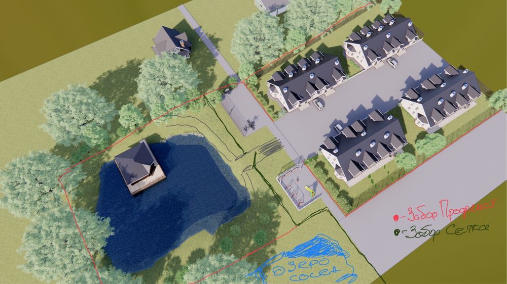 Таунхаус з виходом до озера;Лівий берег, с.Гнідин; на території басейн