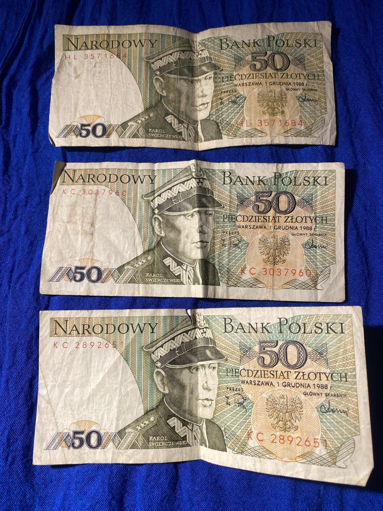 Banknoty 50 zł z Karolem Świerczewskim