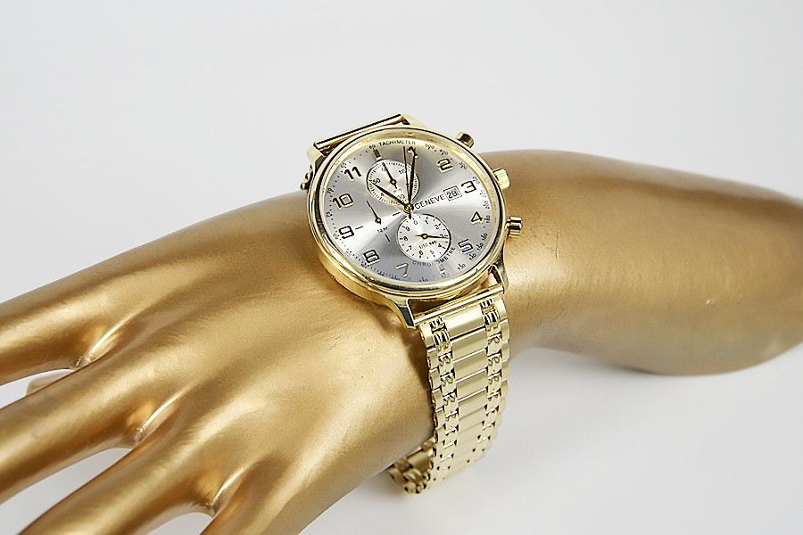 Złoty zegarek męski 14k włoski Geneve mw005yds&mbw006y B