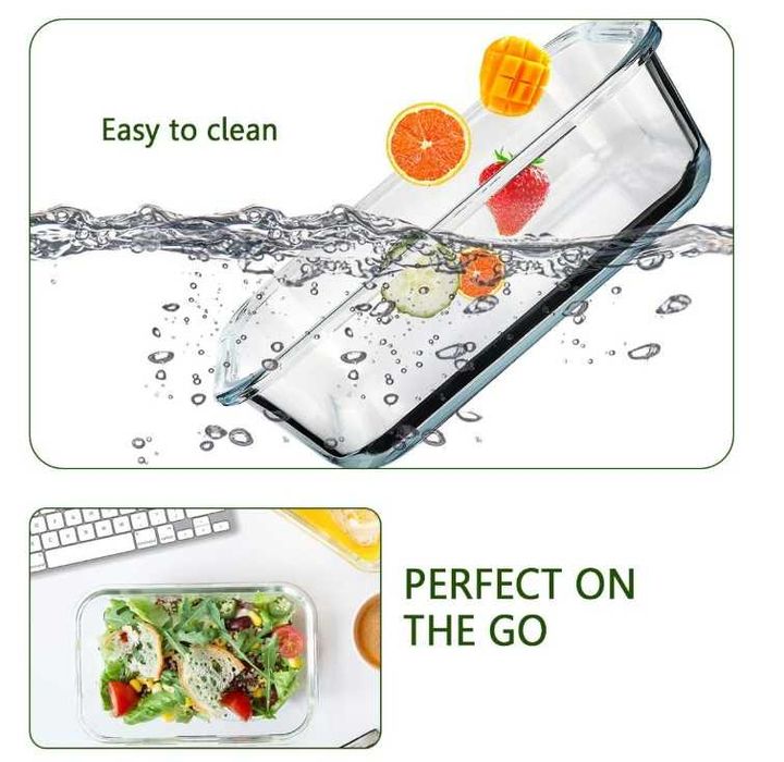 Zestaw 8 szklanych pojemników do przechowywania żywności 860ml