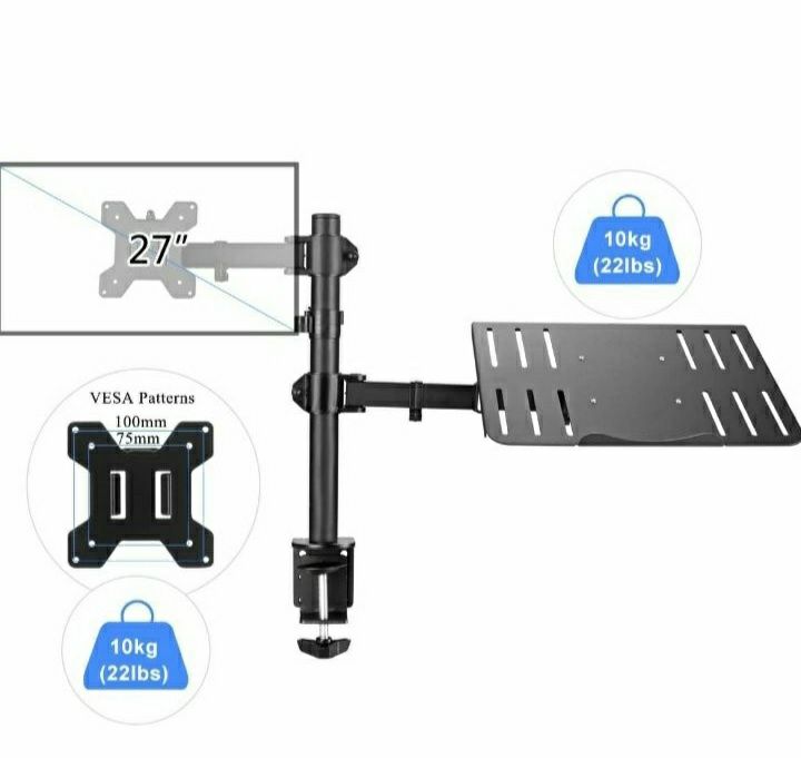 Uchwyt stojak do monitora 17-27" z ramieniem do laptopa