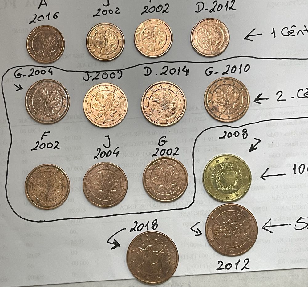 Moeda 0,1 cent- 2002 Duas (J) (F) carvalho “LOTE varias moedas