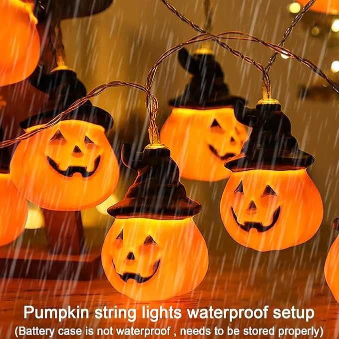 Łańcuch LED dynie 3 m, 20 światełek, Halloween, na baterie