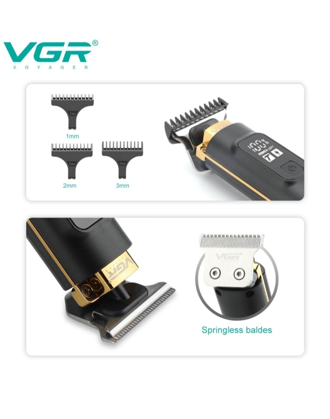 Тример VGR V-985, 3 насадки, LED display.  Стрижка для  бороди вгр