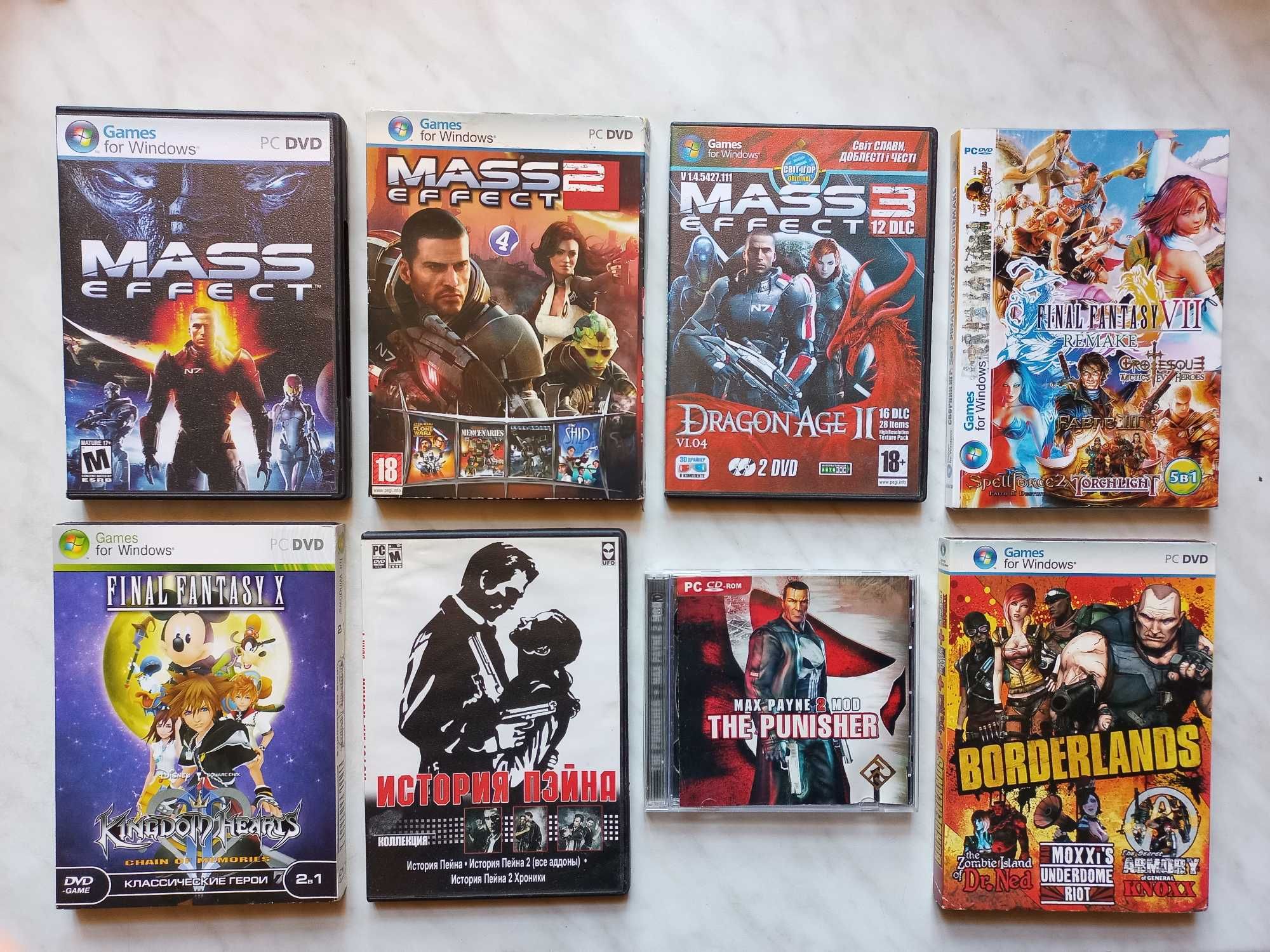 ПК игры. 8 шт. Mass Effect, Borderlands, Max Payne и др.