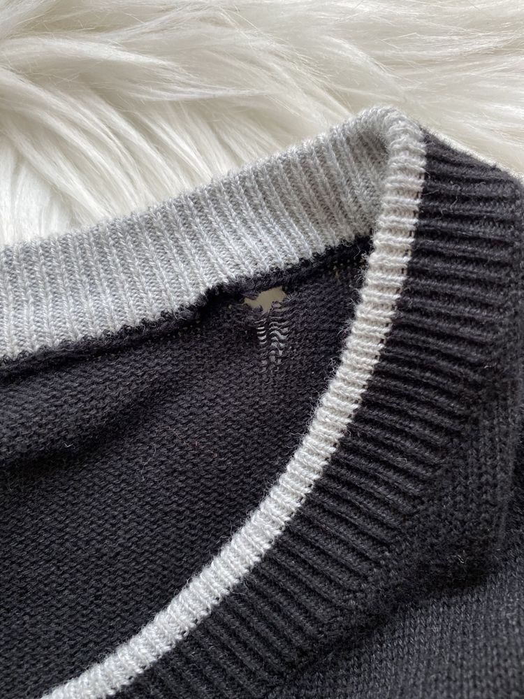 Sweter męski U.S. Polo Assn. premium line czarny w serek z długim ręka