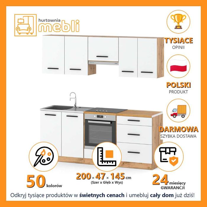 Kuchnia Mini Mokka Full 2.0m Nowoczesny Zestaw Modułowy Kompaktowy