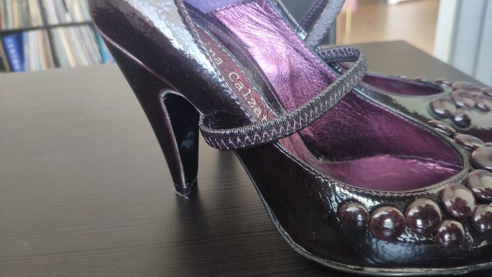 Eleganckie, fioletowe, włoskie szpilki rozmiar 36