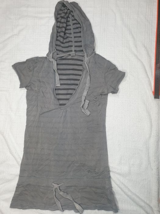 Tunika z kapturem r. M krótki rękaw sukienka mini