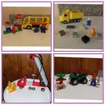 Lego Duplo пожежна машина, Автостанція   , самоскид, джип фермера