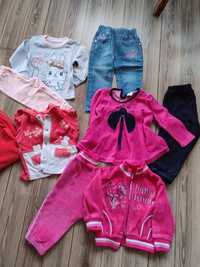 Paka legginsy bluzy komplety 74 80 spodnie bluzka jeansy