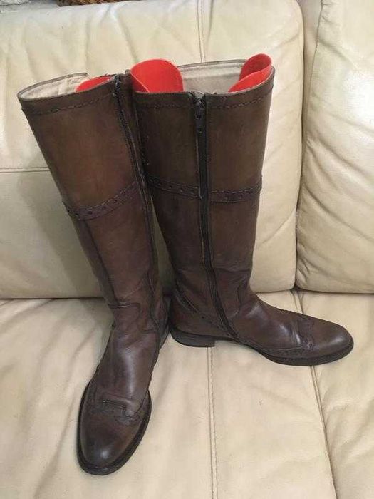 Італійські шкіряни чоботи оксфорди  коричневі VERO CUOIO