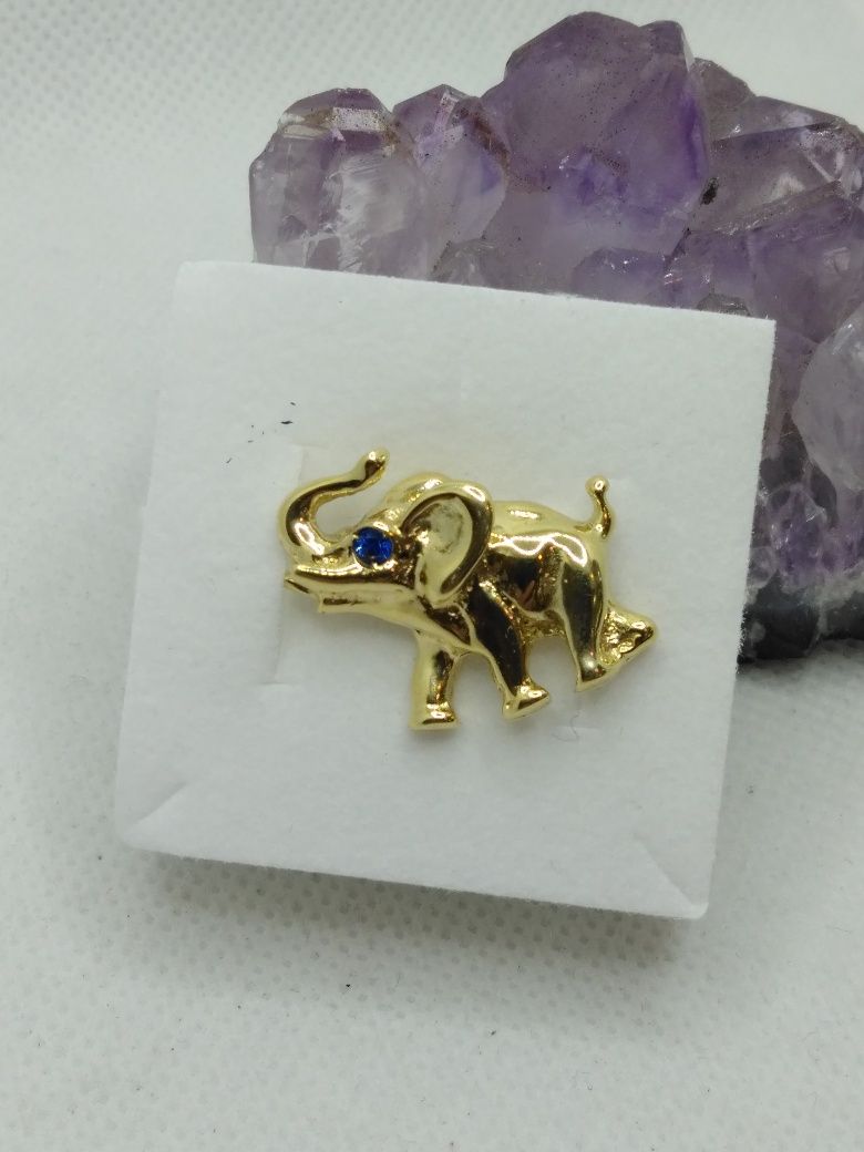 Złota broszka słoń, złoto 585