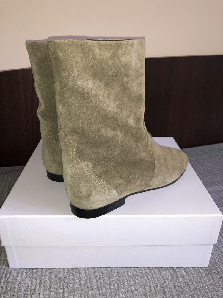 Isabel Marant botki płaskie bez koturny 40 skóra zamsz naturalna