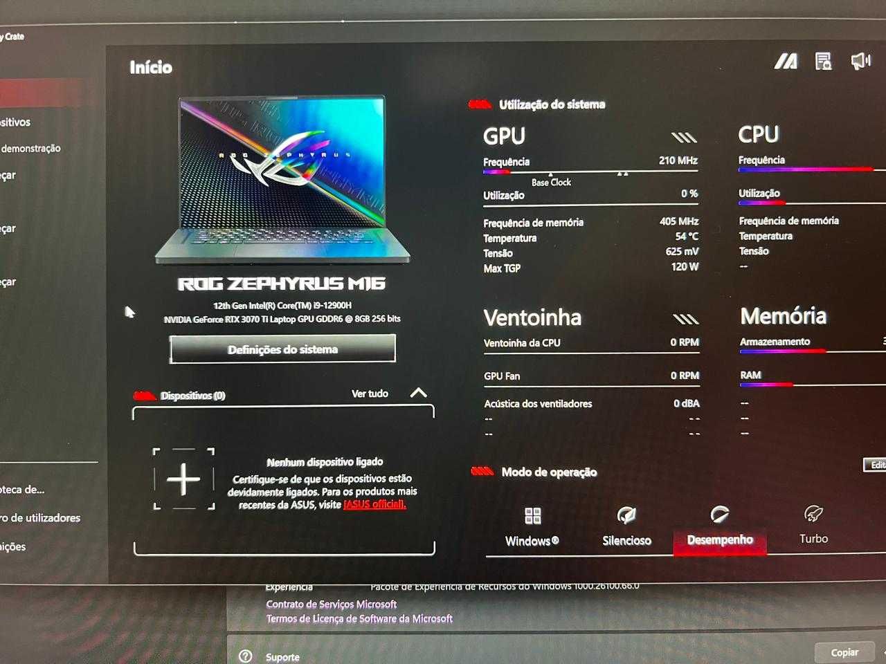 Portátil Gamer Asus ROG Zephyrus M16 i9-12900H/32GB/1TB SSD/RTX 3070Ti