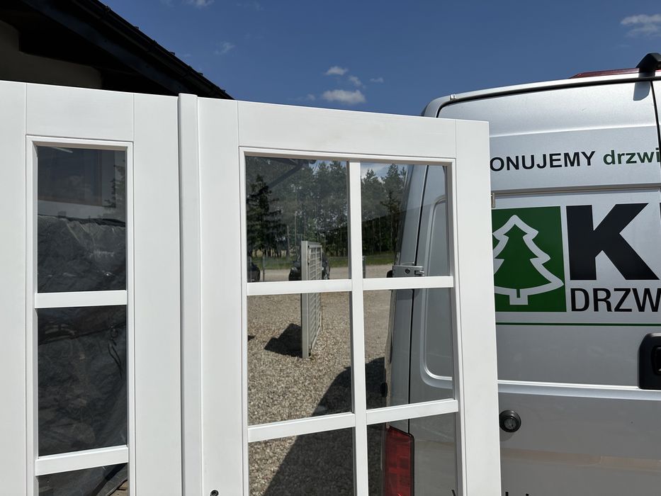 Drzwi drewniane dwuskrzydłowe NA WYMIAR białe dostawa  cała Polska