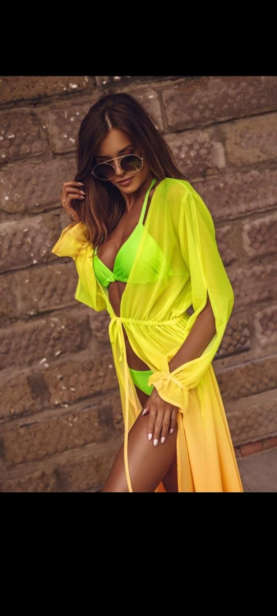 Narzutka plażowa olavoga ombre neonowa pareo sukienka maxi letnia zwie