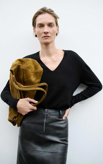 Юбка кожаная ZARA еко кожа спідниця еко шкіра міді сукня платье миди