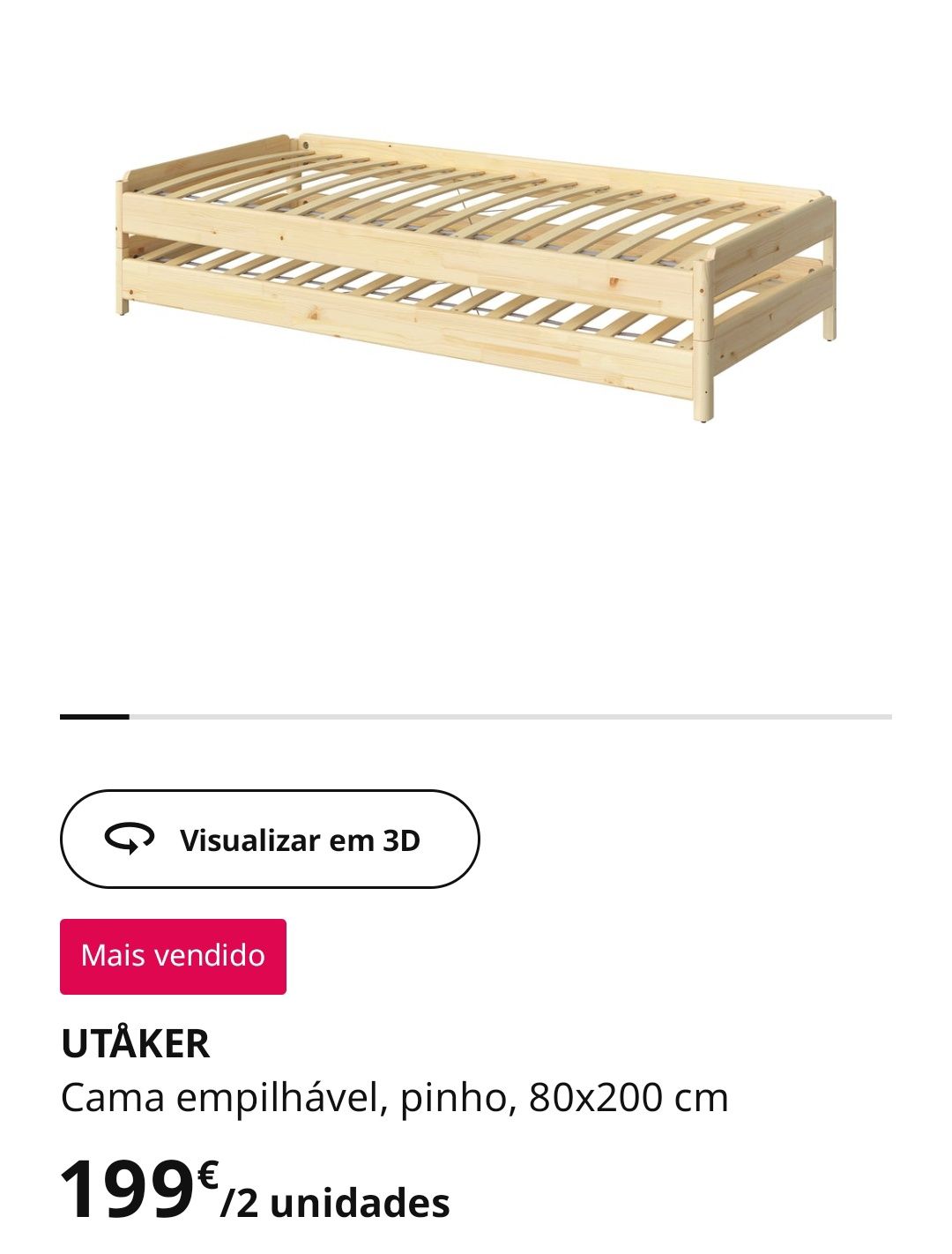 2* cama 80*200 Ikea