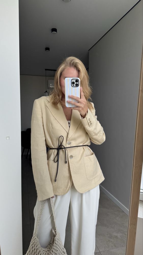 Лляний жакет/піджак в кольорі вершкового масла від Max Mara