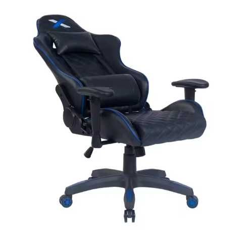 Fotel gamingowy ze skóry, z podłokietnikiem i poduszkami regulowany