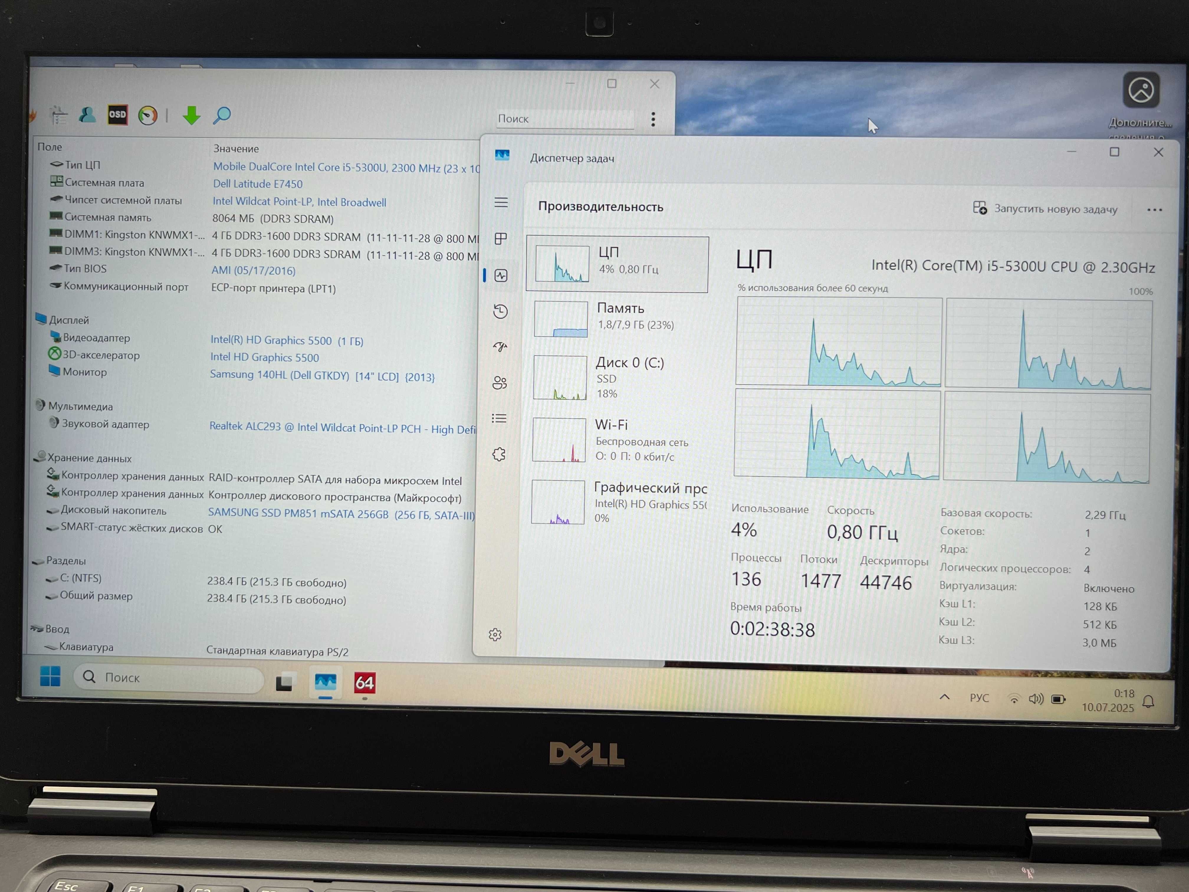 Dell latitude E7450 Core i5-5300U/8Гб ОЗУ/256ГБ SSD/14" FullHD
