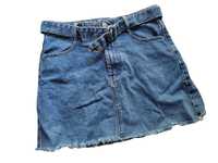 Jeansowa mini spódniczka 34,XS z paskiem Sinsay