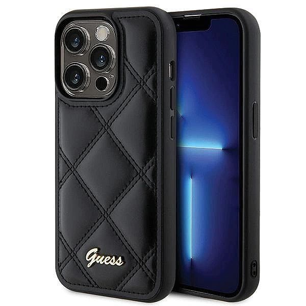 Etui Guess Quilted Metal Logo na iPhone 15 Pro - czarne
