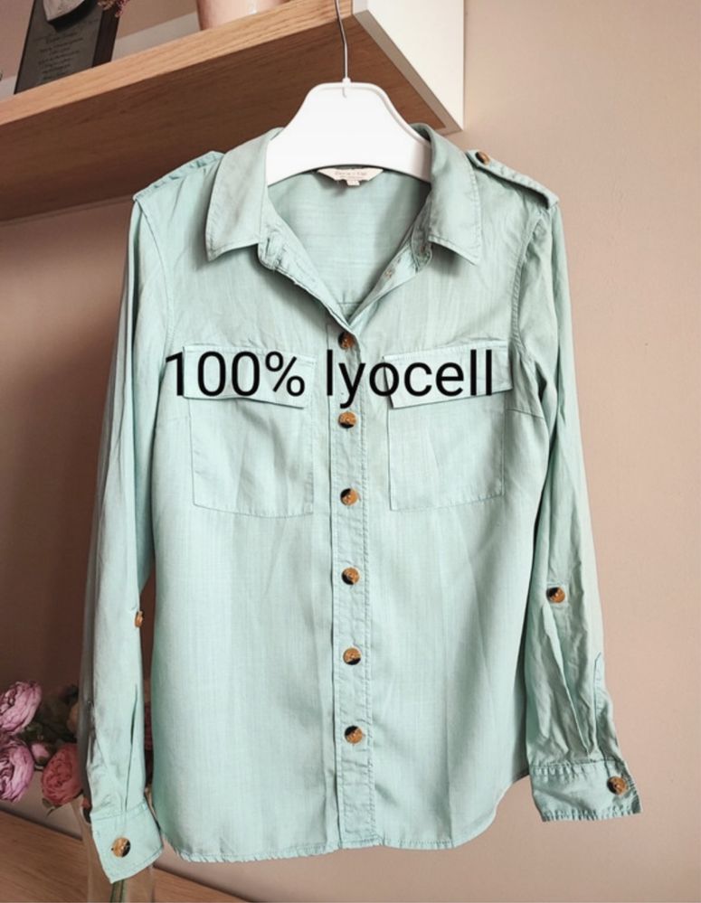 Koszula 100% lyocell 38 M F&F premium pistacjowy zielony bluzka tencel