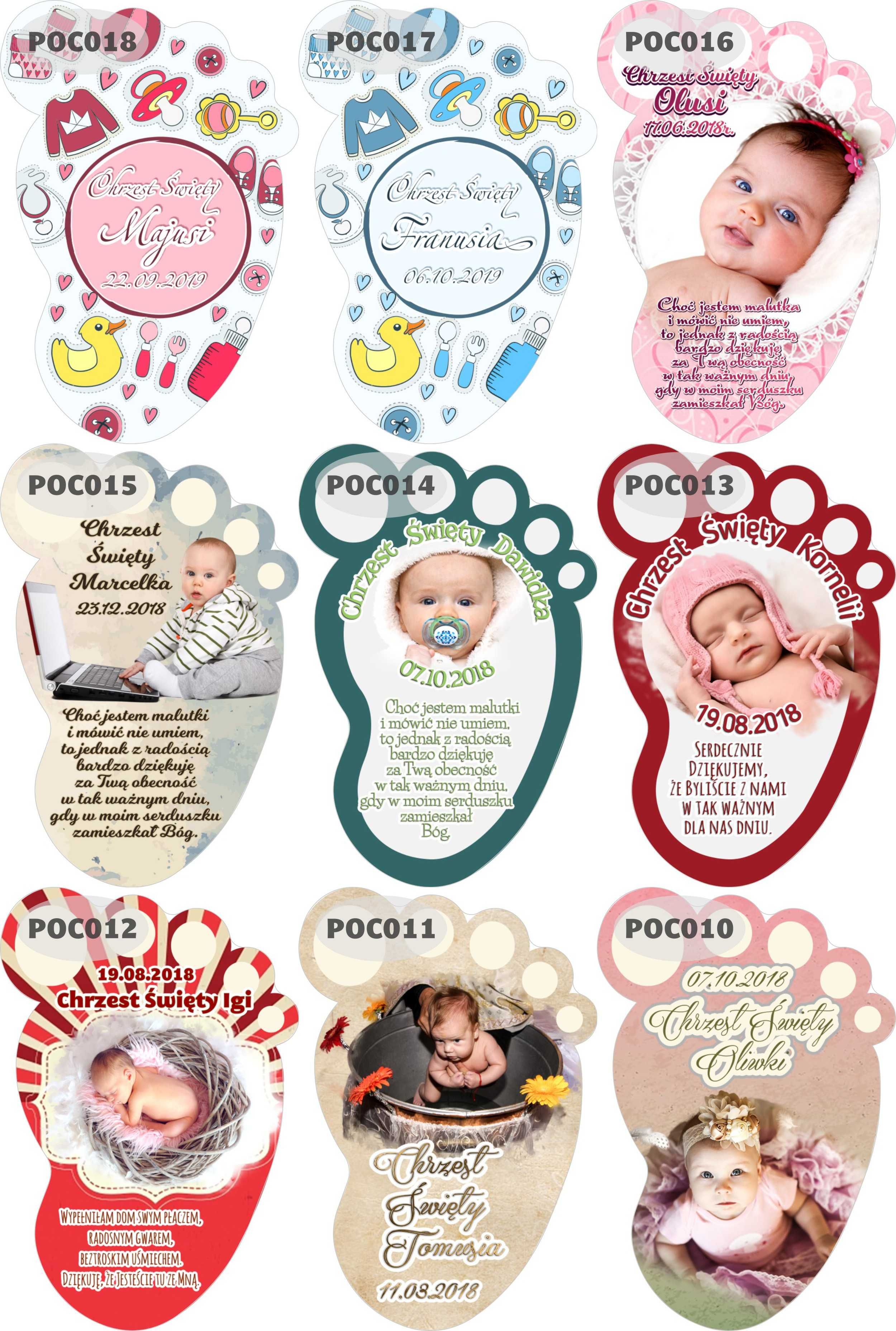 Magnes Stópka personalizowane podziękowania dla gości Chrzest Roczek