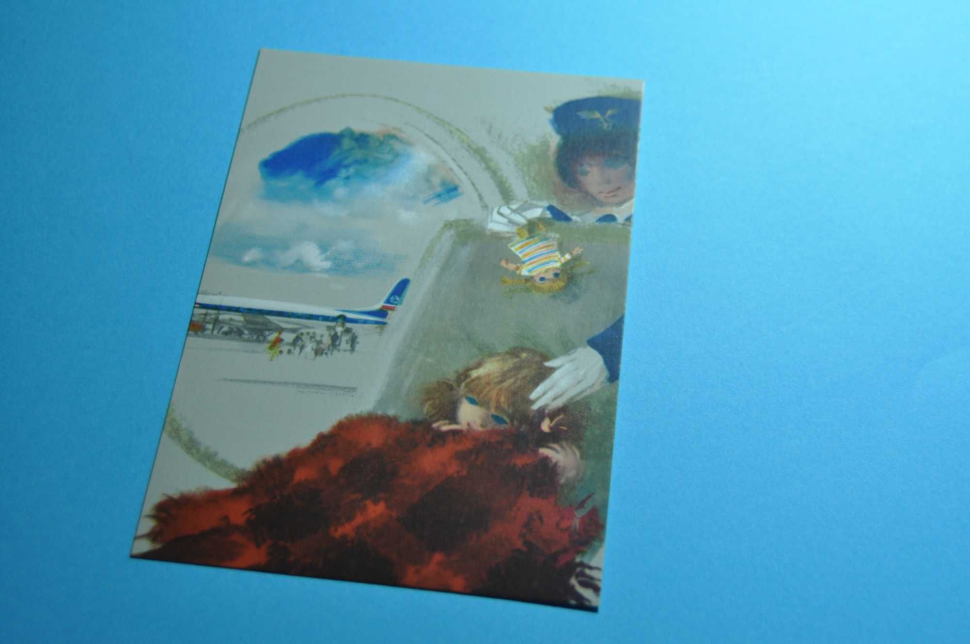 Pocztówka reklamowa PLL LOT Viscount 804  J. Grabiański