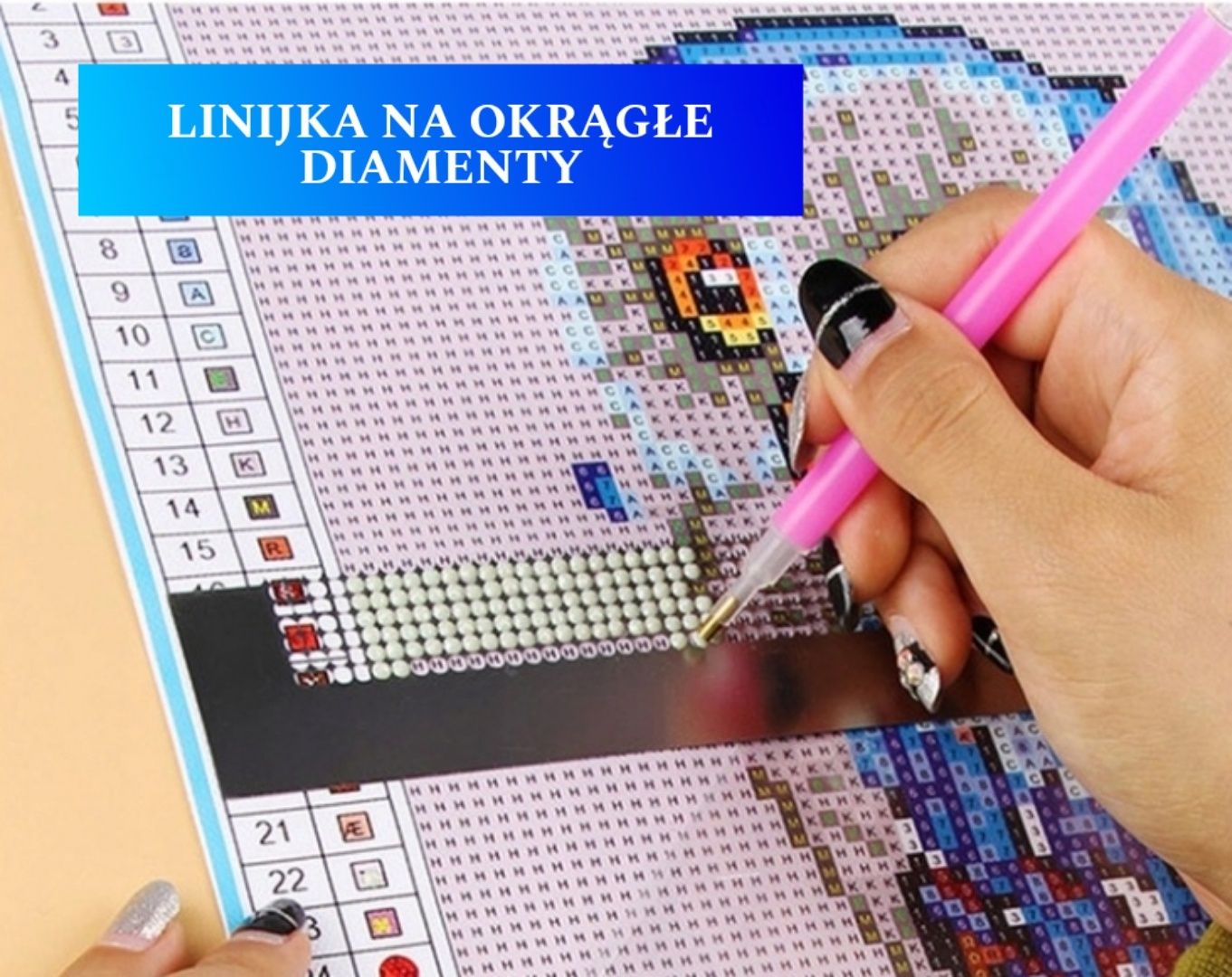 LINIJKA DO HAFTU DIAMENTOWEGO na okrągłe diamencik diamenty