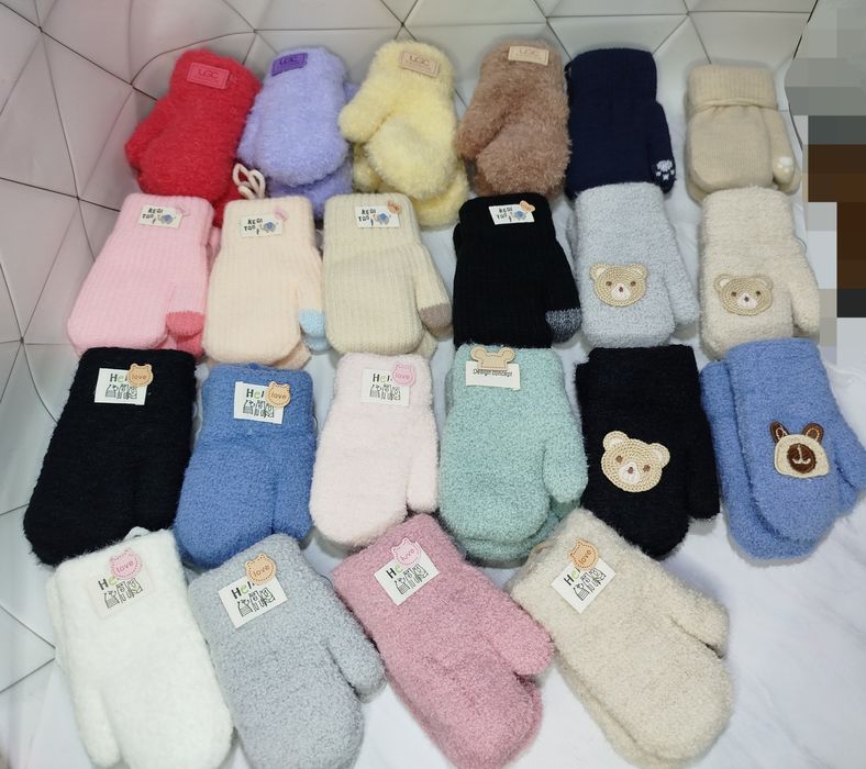 Рукавички дитячі розмір 1-3 роки, зимові, плюшеві Тедді