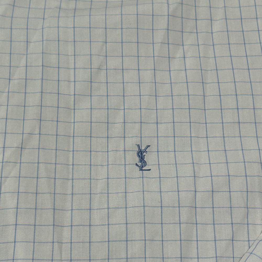 Koszula w krate YSL Yves Saint Laurent mini logo haft