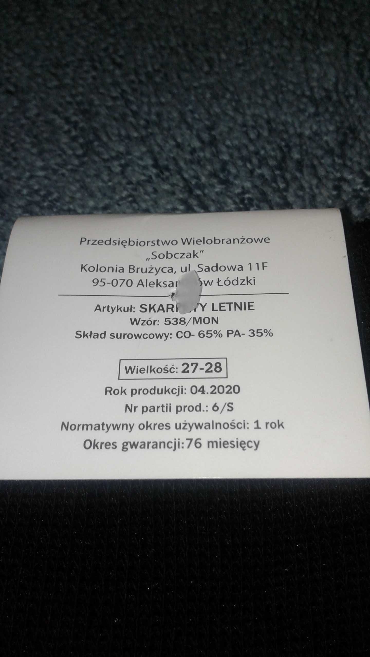 Skarpety czarne letnie wojskowe WP.