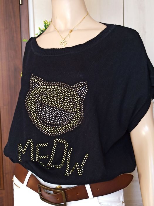 Sg Sweter z krótkim rękawem z dżetami nietoperz 34 , 36 , XS  , S orgi