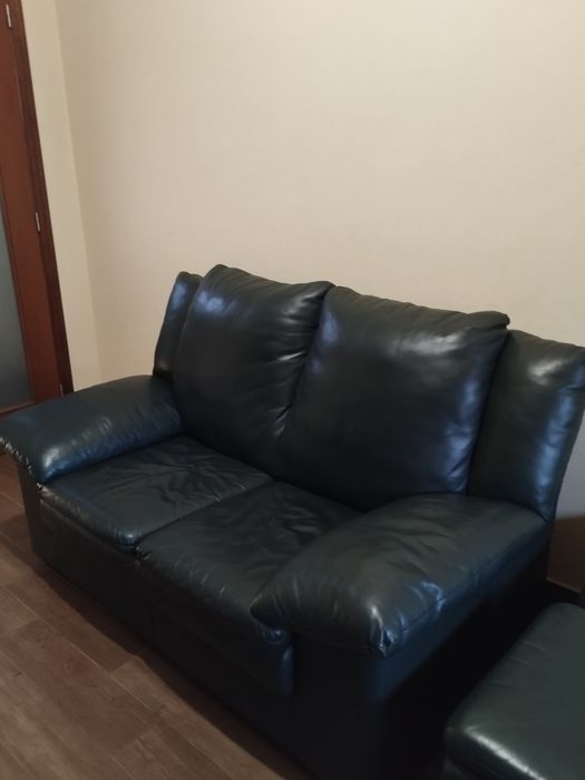 Sofá em pele de cor verde