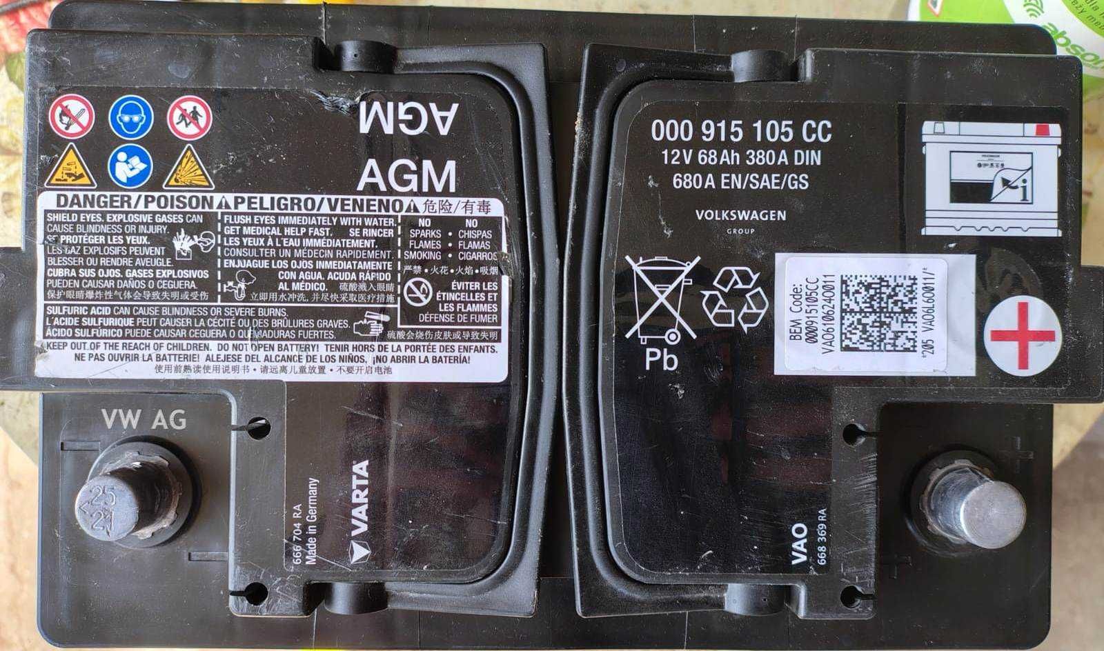 Akumulator Varta AGM 68Ah 680 A 2021 rok 92% sprawności