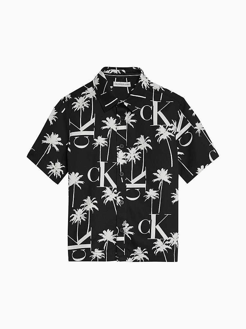 Хлопковая рубашка тенниска для мальчика принт пальмы от Calvin Klein