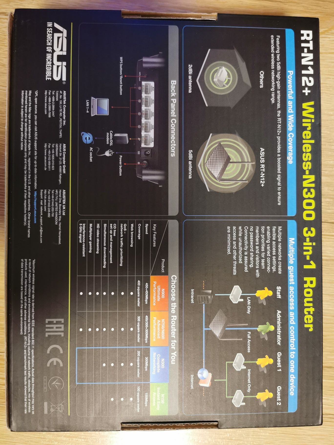 Router, ASUS, Wireless-N300, RT-N12+, Wi-Fi, 300 Mbps,